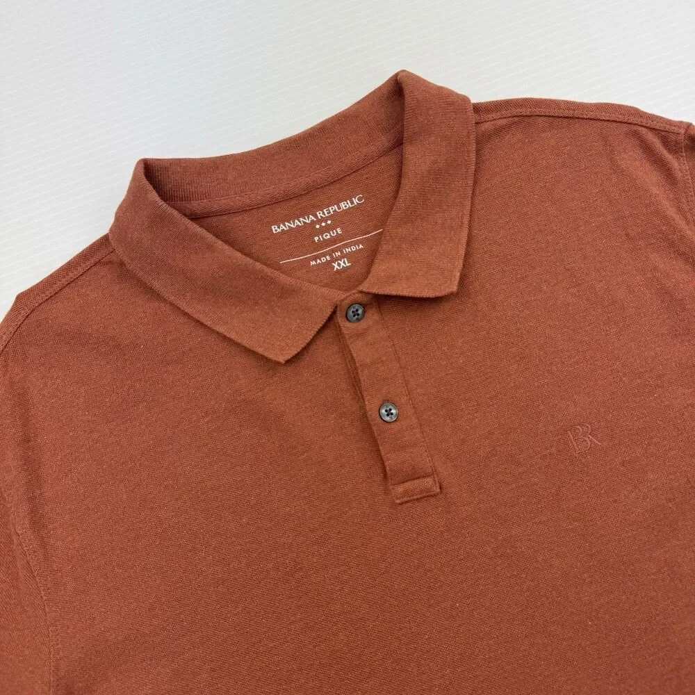 Banana Republic Polo Shirt XXL Pique Cotton Rust Preppy Normcore Classic Casual